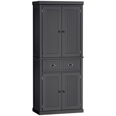 72" Traditional Freestanding Kitchen Pantry Cabinet Cupboard with Doors and 3 Adjustable Shelves