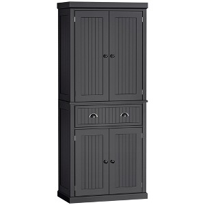 72" Traditional Freestanding Kitchen Pantry Cabinet Cupboard with Doors and 3 Adjustable Shelves - 1 of 4