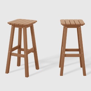 WestinTrends Malibu 29" All Weather Hdpe Outdoor Patio Square Backless Bar Stool (Set of 2) - 1 of 4