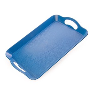 Slickblue Plastic Serving Tray with Handles – Wood Grain Texture, Stackable, 14"x9", 4 Color Options - 1 of 3