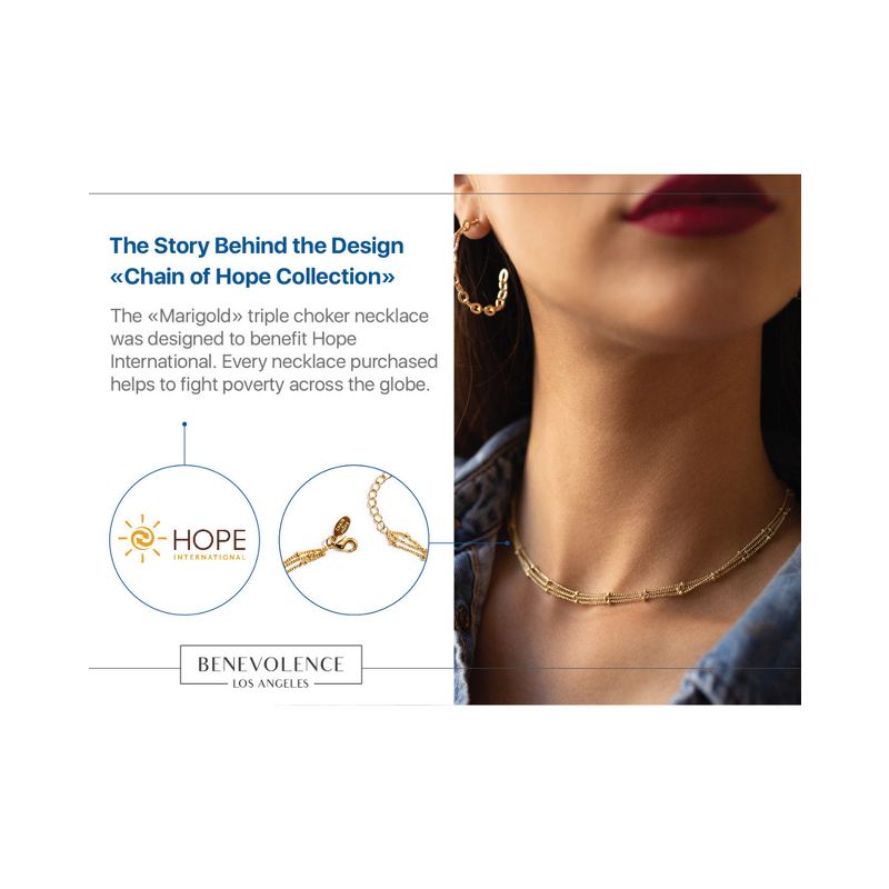 Benevolence LA Gold Choker Necklaces for Women - Satellite Beaded Chain Triple Layered Choker, 5 of 8