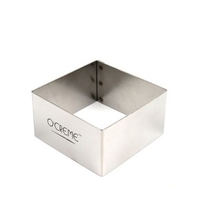 O'Creme Cake Ring, Stainless Steel, Square, 3-1/4" Dia x 1-3/4" High - 1 of 3