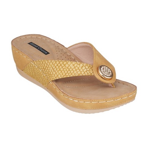 Gc Shoes Dafni Yellow 10 Embellished Two-tone Comfort Slide Wedge