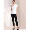 INSPIRE CHIC Women's Mock Neck Pleated Elegant Office Solid Cap Sleeve Blouse - 4 of 4
