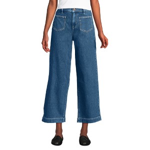 Lands' End Women's Denim High Rise Wide Leg Crop Jeans - 1 of 4