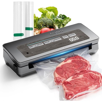 COWLOWN Gray Vacuum Sealer Machine, 90kPa 120W Wide Seal Powerful Food Storage, Build-in Cutter, Bags Storage, Digital Countdown Display