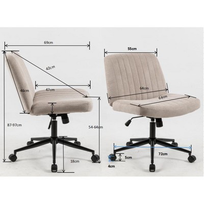 TiramisuBest Beige Fabric Cross Legged Office Chair: Wide, Soft, Ergonomic, Multi-Functional & Easy Assemble