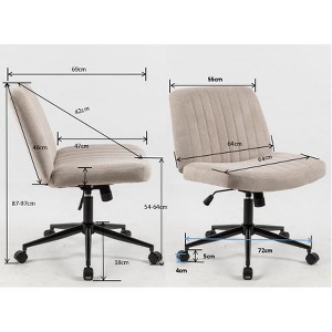TiramisuBest Beige Fabric Cross Legged Office Chair: Wide, Soft, Ergonomic, Multi-Functional & Easy Assemble - 1 of 3