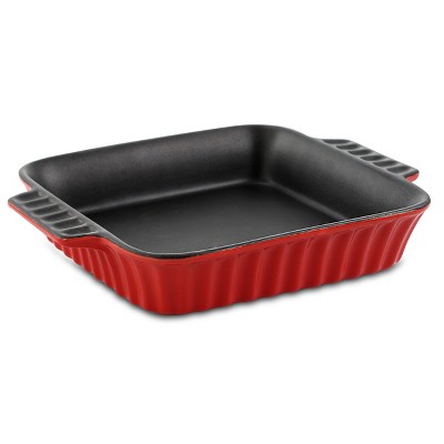 Crock-Pot Denhoff 8 in. Non-Stick Ribbed Casserole in Red