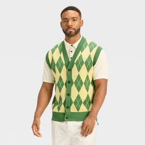 Houston White Men's Sweater Vests - Green - 1 of 3