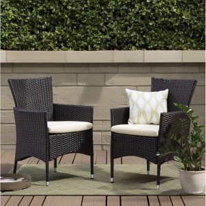 Sapphtopaz Patio Dining Chairs Wicker Outdoor Chair with Thick Cushion, Wicker Back for Garden, Patio, Lawn, Backyard - 1 of 4