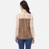 Anna-Kaci Women's Sheer Mesh Long Sleeve Top with Sequin Front Panel and Crew Neckline - 3 of 4
