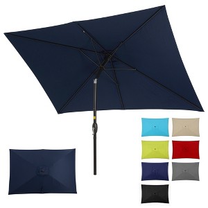 Heynemo 6.5 x 10 Ft Rectangular Patio Umbrella, Outdoor Table Market Umbrella with Crank, 6 Steel Ribs, Polyester Canopy, Tilt Umbrella - 1 of 4
