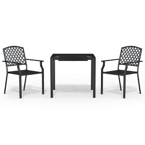 vidaXL Garden Dining Set Anthracite Powder-Coated Steel 3 Piece Set - 31.5" Table Length 2 Items - 1 of 4