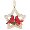 Dicksons White Star with Two Cardinal Birds 1.5 x 3 Resin Stone Christmas Ornaments Pack of 12 - 3 of 4