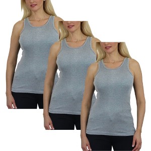 Galaxy By Harvic Women's Loose Fit Ribbed Tank Top-3 Pack - 1 of 4