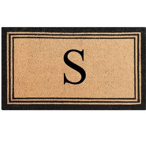 A1HC Natural Coir and PVC Backing Classic Border Monogrammed Door Mat, Anti-Shed Entry Doormat - 1 of 4