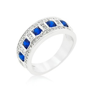 Slickblue Women's Stunning Blue and Clear Fashion Ring, 1.1 Ct Cubic Zirconia, Rhodium Finish, Size 5-10 - 1 of 4