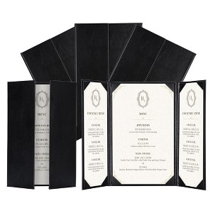 WeChef 5 Pack Restaurant Menu Covers Gate Fold for 8.5x14" & 4.25x14" Paper PU Leather for Wine List Coffee Bars Hotel - 1 of 4