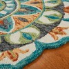 5' Blue and Ivory Round Wool Floral Hand Tufted Area Rug - 4 of 4