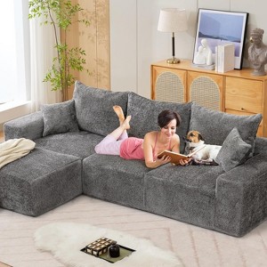 110'' Modular Sectional Sofa, L-Shaped Cloud Couch with Deep Seats, Modern Convertible Chenille Couch with Ottomans - 1 of 4