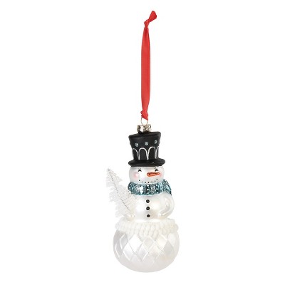 DEMDACO Snowman with Blue Scarf Blown Glass Ornament White