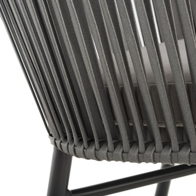 Matteo Gray Rope Arm Dining Chairs with Cushions, Set of 2