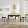 TYBOATLE Dining Chairs Set of 2, Mid-Century Modern Rattan Back Chairs with Black Faux Leather, Metal Legs, Boho Cane Chairs for Dining Room - 2 of 4