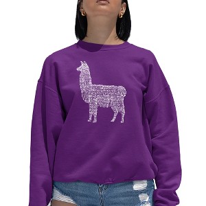 LA Pop Art Women's Word Art Crewneck Sweatshirt - Llama Mama - 1 of 4
