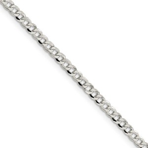 Black Bow Jewelry 3.2mm, Sterling Silver, Solid Beveled Curb Chain Necklace - 1 of 4