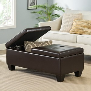 CAVINAS Double Pull-Open Top Ottoman Bench with Storage,Waffle Tufted Storage Bench for Bedroom,Living Room - 1 of 4