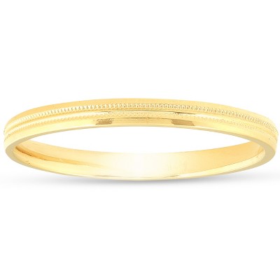Pompeii3 14K Yellow Gold 2mm Milgrain Wedding Comfort Ring Band