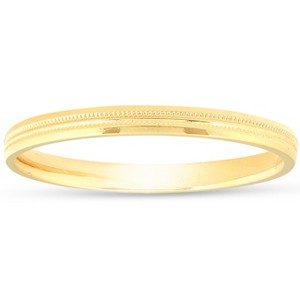 Pompeii3 14K Yellow Gold 2mm Milgrain Wedding Comfort Ring Band - 1 of 4
