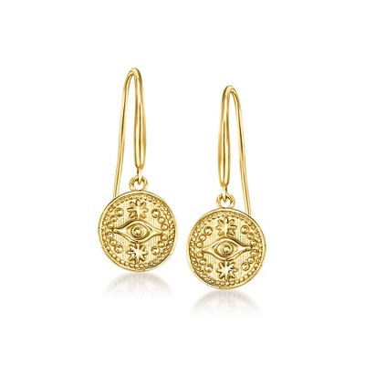 Pure Collection by Ross-Simons Italian 14kt Yellow Gold Evil Eye Drop Earrings