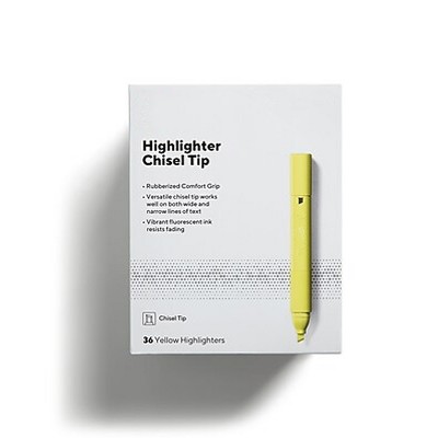 MyOfficeInnovations Tank Highlighter with Grip Chisel Tip Yellow 36/Pack 24376637