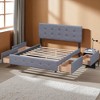 Queen Upholstered Platform Bed with Button Tufted Headboard and 4 Storage Drawers, No Box Spring Needed, Linen Fabric Frame - 4 of 4