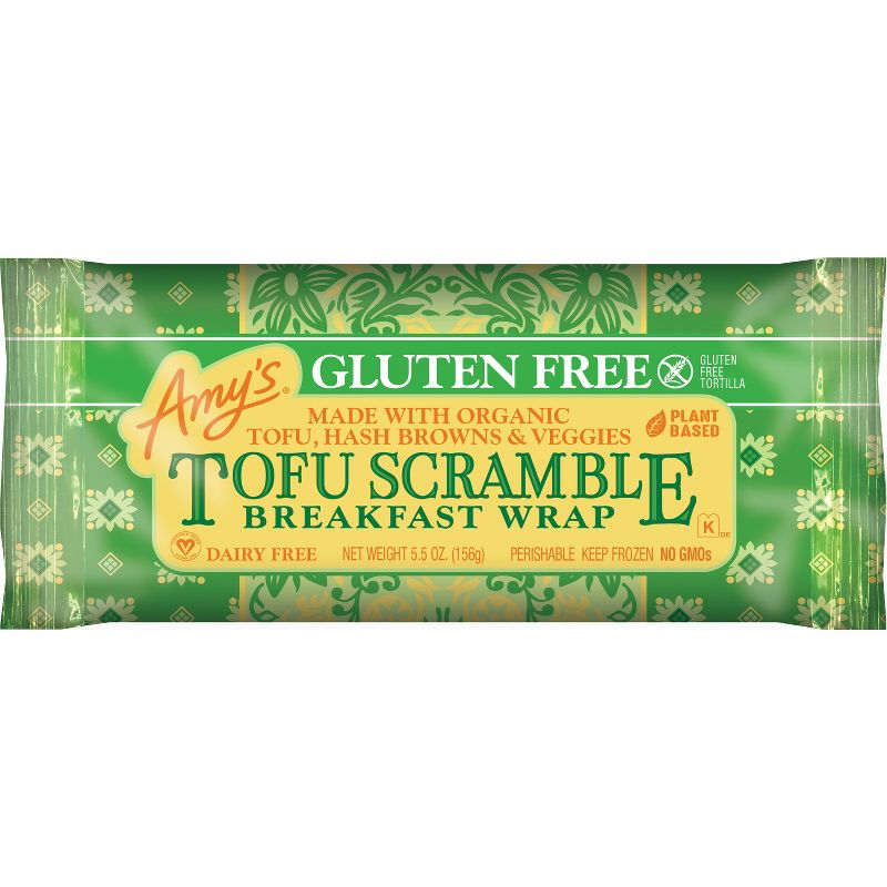Amy&#39;s Gluten Free Vegan Tofu Scramble Frozen Breakfast Wrap - 5.5oz, 1 of 7