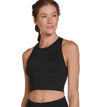 90 Degree By Reflex Womens Laser Embossed Interlink High Impact Cropped Top  - Iron - X Small - ShopStyle