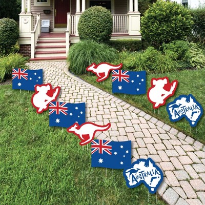 Big Dot of Happiness Australia Day - Koala Bear, Kangaroo, Australian Flag Lawn Decor - Outdoor G'Day Mate Aussie Party Yard Decorations - 10 Piece