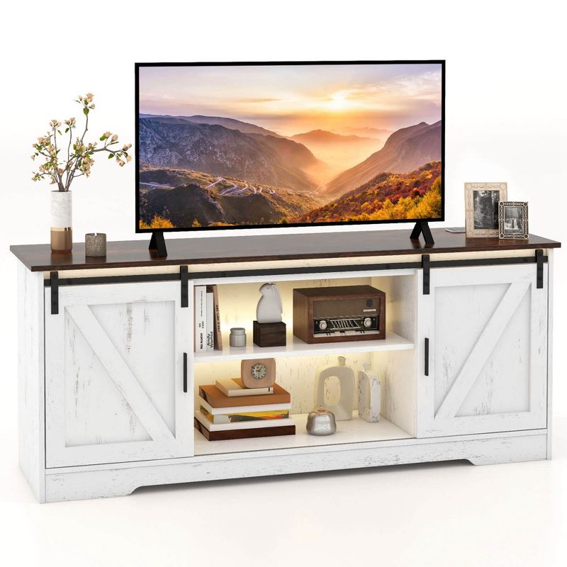 Costway TV Stand for 65” TVs with LED Lights Adjustable Brightness Human Induction, 1 of 11