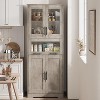 Acekool Tall Storage Cabinet with Glass Doors, Adjustable Shelves & Drawer, Slim Organizer for Kitchen, Bathroom, Living Room - 3 of 4