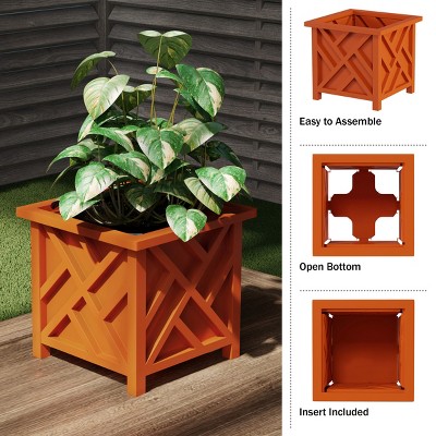 Terracotta Lattice Square Planter Box for Outdoor Spaces