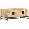 vidaXL Low Coffee Table with Storage - Crafted from Solid Mango Wood with Powder Coated Steel Legs, Rustic and Industrial Design, Brown - 2 of 4