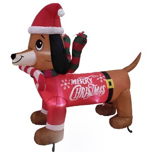 Northlight LED Lighted Inflatable Dachshund Dog Outdoor Christmas Decoration - 4.25' - 1 of 4