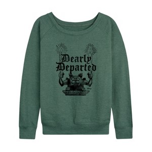 Women's - Disney - Haunted Mansion Parks Attraction Lightweight French Terry Wide Neck Long Sleeve Shirt - 1 of 4
