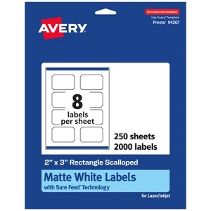 Avery White Scalloped Rectangle Labels, 2" x 3" - 1 of 4