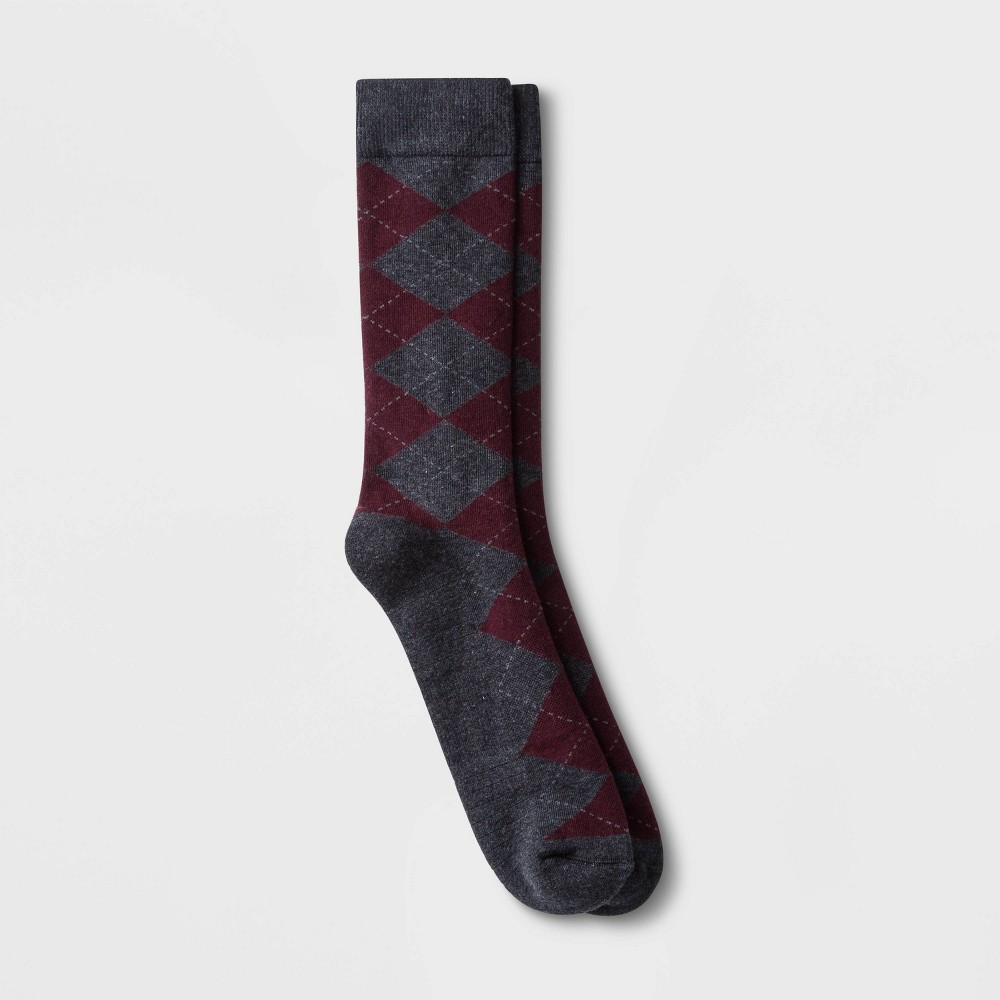 Men's Premium Dress Socks - Goodfellow & Co Gray/Red 6-12 was $6.99 now $3.14 (55.0% off)