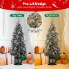 4.5FT Prelit Premium Snow Flocked Artificial Christmas Tree with 8 Mode Warm White LED, Mini Prelit Xmas Pine Tree, Snowflake Vintage Base - image 2 of 4