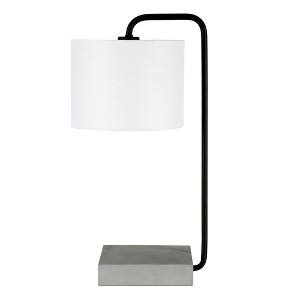 Hudson and Canal 22" Tall Table Lamp with Fabric Shade Blackened Bronze/White: Industrial Design, Polyester Drum Shade - 1 of 4
