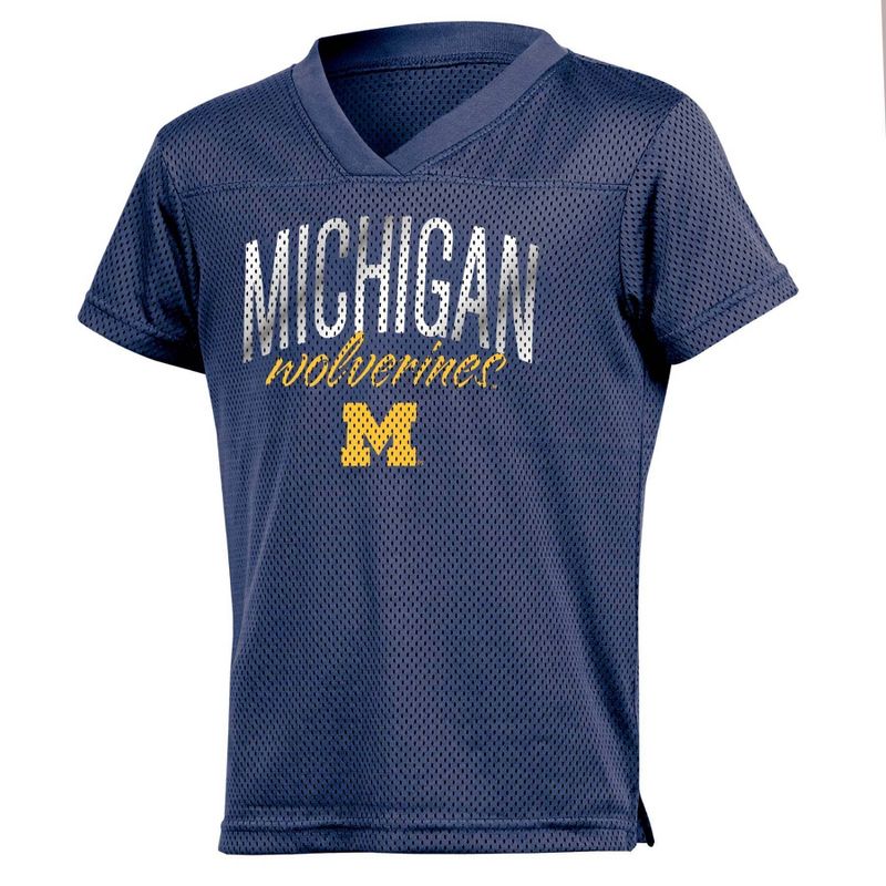 NCAA Michigan Wolverines Girls&#39; Mesh T-Shirt Jersey, 1 of 4
